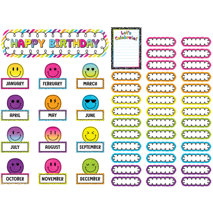 Brights 4Ever Happy Birthday Mini Bulletin Board-Bulletin Board Sets-Tools 4 Teaching-Classroom Decor and More