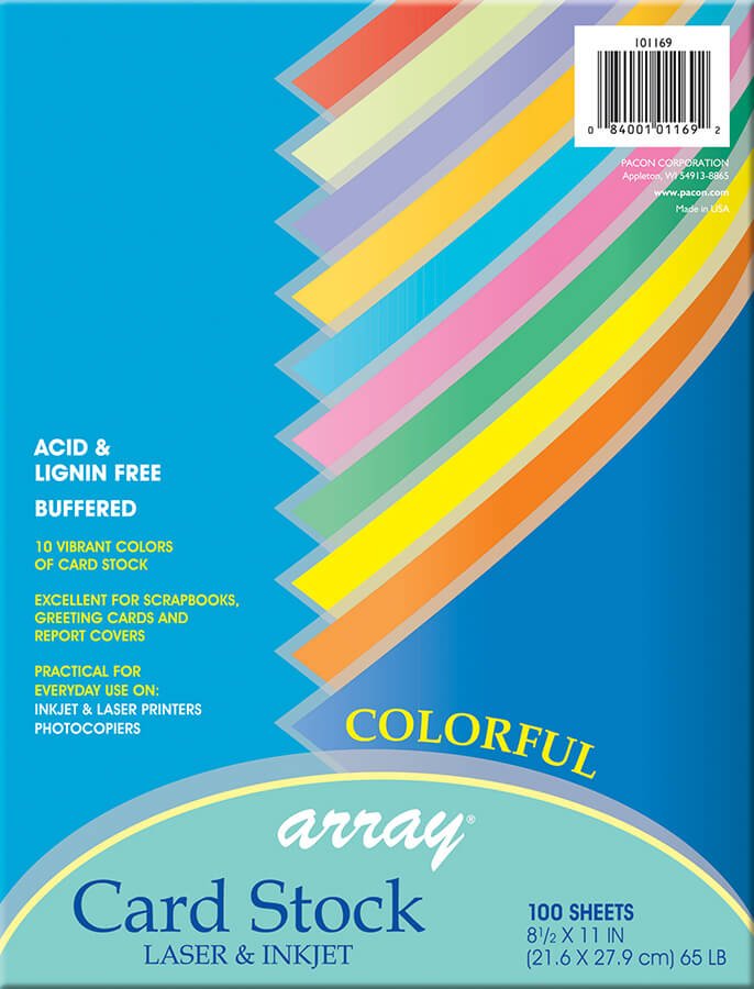 Pacon® Colorful Card Stock 8-1/2" X 11" 10 Colors 100 Sheets-Card Stock-Tools 4 Teaching-Classroom Decor and More