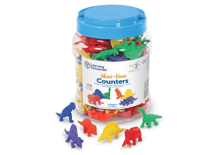 Mini Dino Counters, Set of 108-Numbers, Counting & Sorting-Tools 4 Teaching-Classroom Decor and More