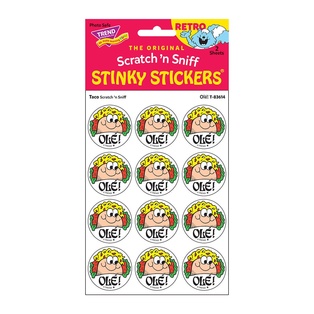 Olé!, Taco scent Retro Scratch 'n Sniff Stinky Stickers®-Stickers-Tools 4 Teaching-Classroom Decor and More