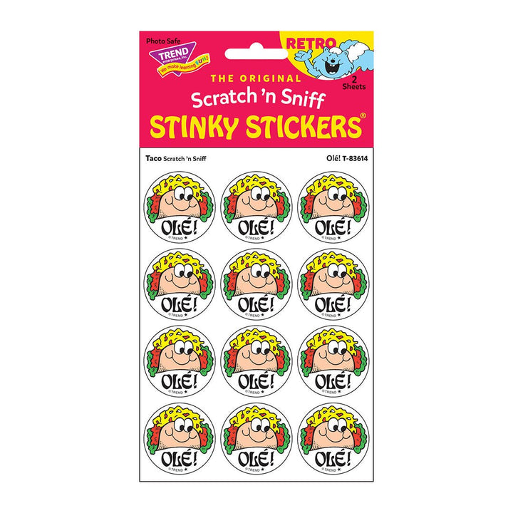 Olé!, Taco scent Retro Scratch 'n Sniff Stinky Stickers®-Stickers-Tools 4 Teaching-Classroom Decor and More