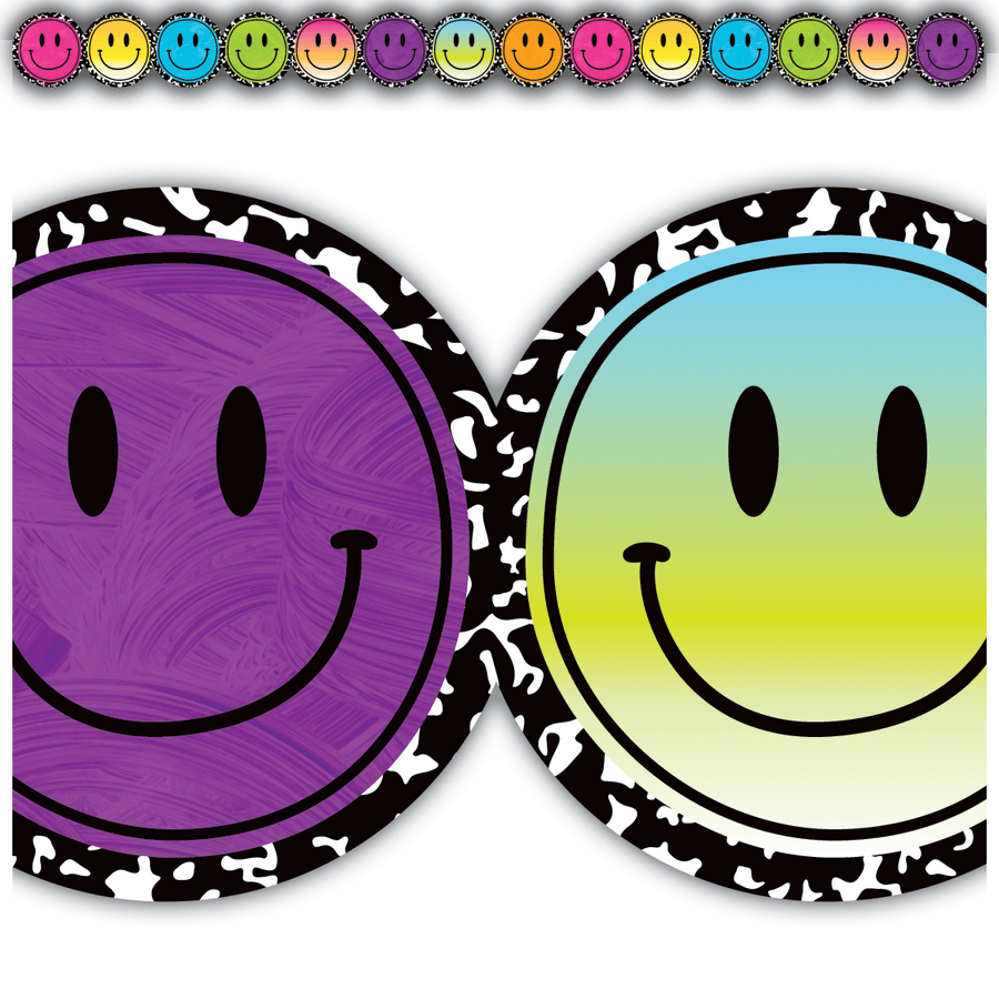 Brights 4Ever Smiley Faces Die-Cut Border Trim-Borders-Tools 4 Teaching-Classroom Decor and More
