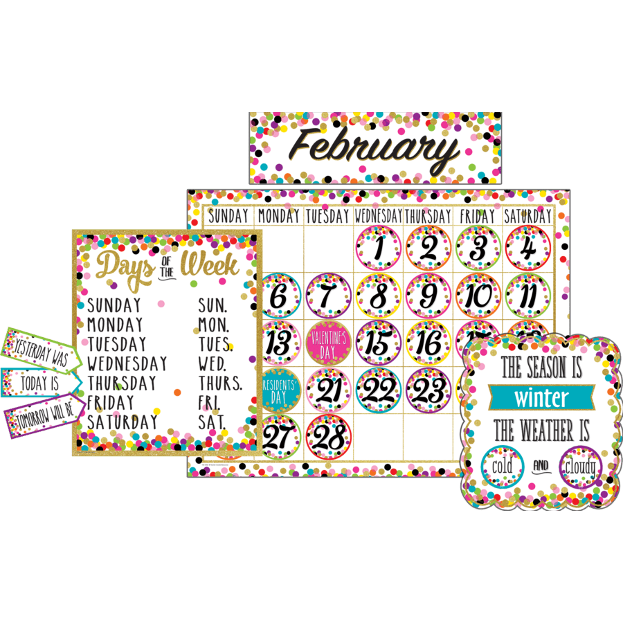 Confetti Calendar Bulletin Board Display-Bulletin Board Sets-Tools 4 Teaching-Classroom Decor and More