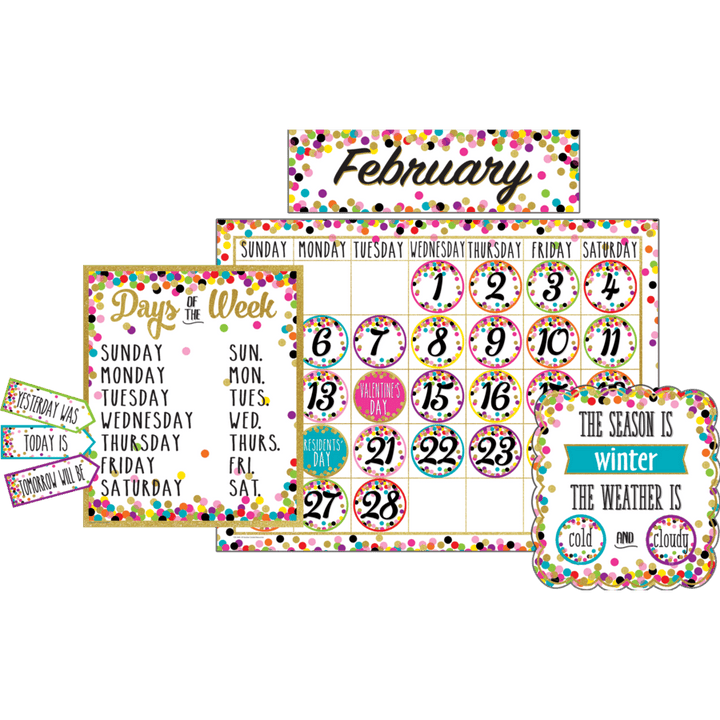 Confetti Calendar Bulletin Board Display-Bulletin Board Sets-Tools 4 Teaching-Classroom Decor and More