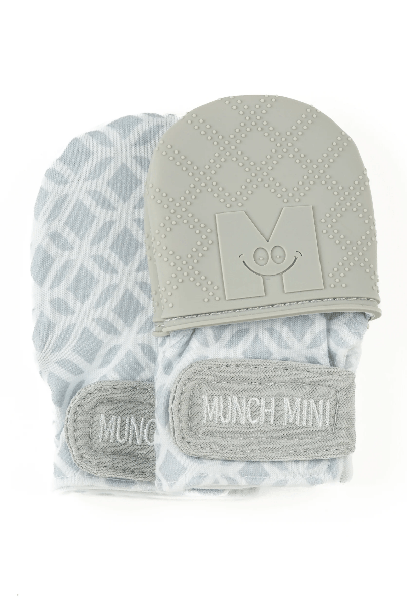 Munch Minis - Teething & Anti-scratch mitts - Grey Geo-Baby & Toddler-Tools 4 Teaching-Classroom Decor and More