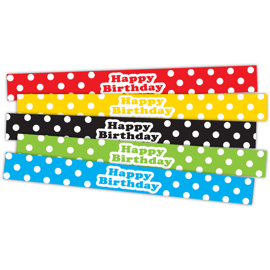 Polka Dots Happy Birthday Slap Bracelets-Birthday-Tools 4 Teaching-Classroom Decor and More