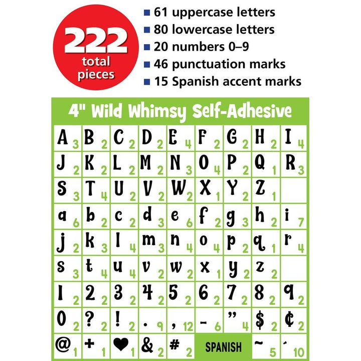 White 4" Wild Whimsy Self Adhesive Letters Combo Pack-Letters-Tools 4 Teaching-Classroom Decor and More