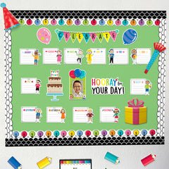 Stick Kids Happy Birthday Mini Bulletin Board-Mini Bulletin Boards-Tools 4 Teaching-Classroom Decor and More