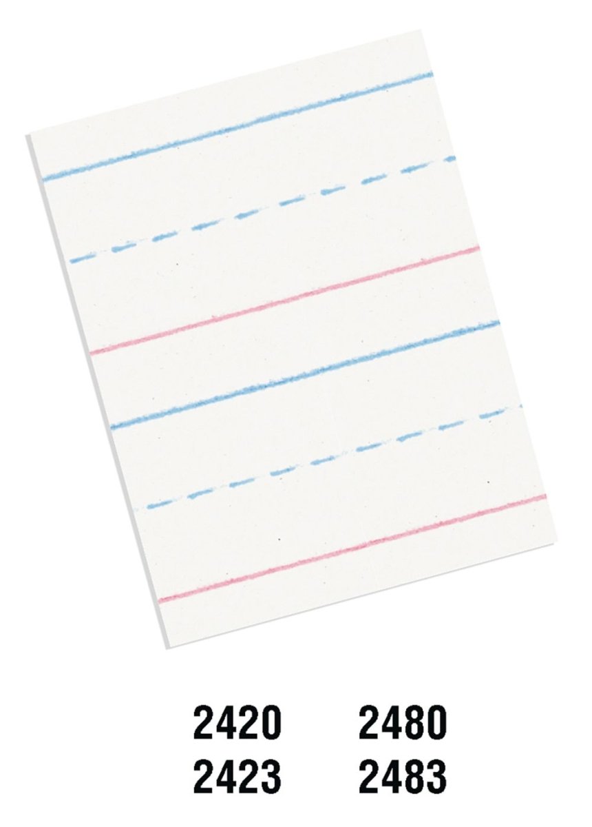 Pacon® Multi-Program Handwriting Paper, Grade 1 10-1/2" X 8", Ruled Long D'nealian Grade K / Zaner-Bloser Grade 1 500 Sheets-Story Paper-Tools 4 Teaching-Classroom Decor and More