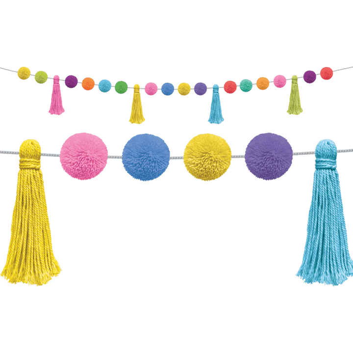 Colorful Pom-Poms and Tassels Garland-Garland-Tools 4 Teaching-Classroom Decor and More
