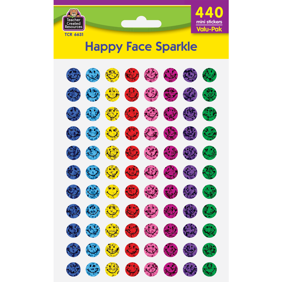 *Mini Happy Face Sparkle Valu-Pak Stickers-Stickers-Tools 4 Teaching-Classroom Decor and More