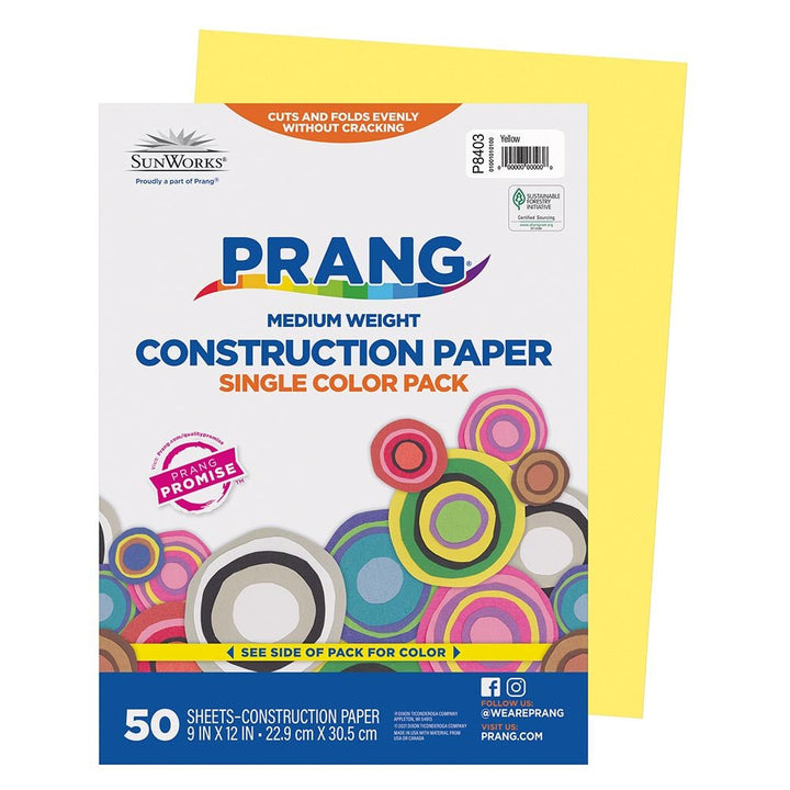 Prang® Construction Paper Yellow 9" X 12" Yellow 50 Sheets-Construction Paper-Tools 4 Teaching-Classroom Decor and More