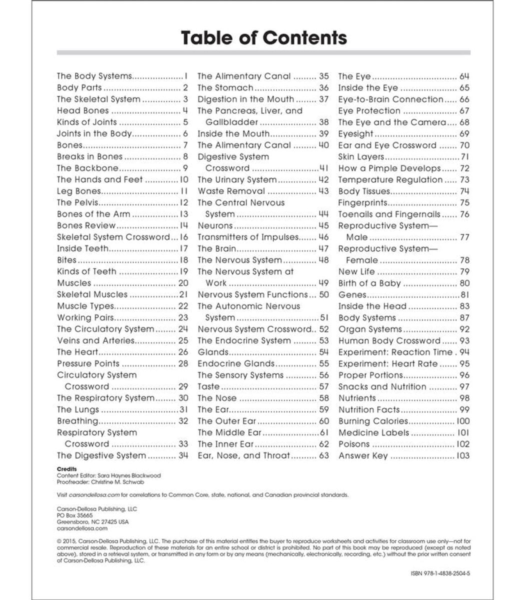 The 100+ Series™: Human Body Workbook Grade 5-8 (Paperback)-Science & STEM-Tools 4 Teaching-Classroom Decor and More