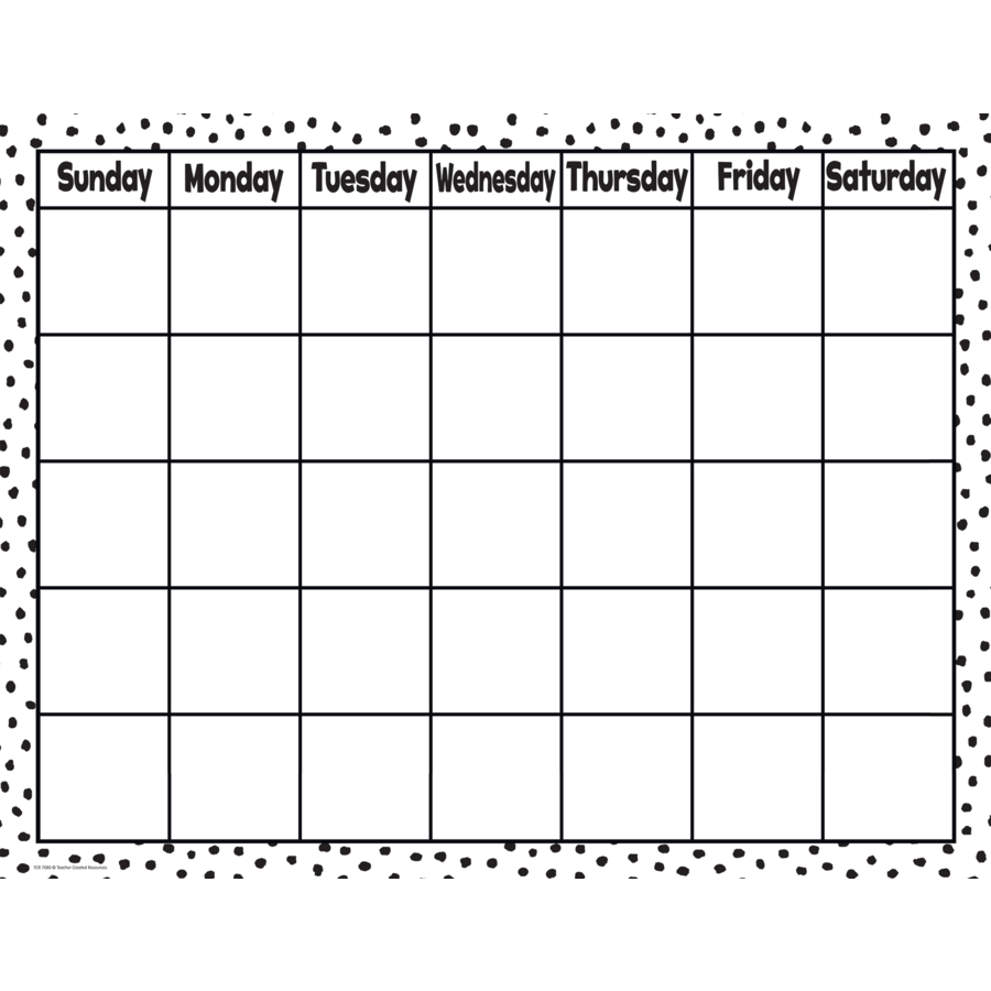 Black Painted Dots on White Calendar Chart-Calendars-Tools 4 Teaching-Classroom Decor and More