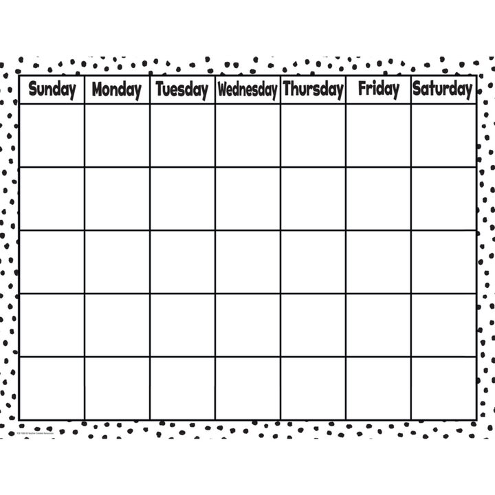 Black Painted Dots on White Calendar Chart-Calendars-Tools 4 Teaching-Classroom Decor and More